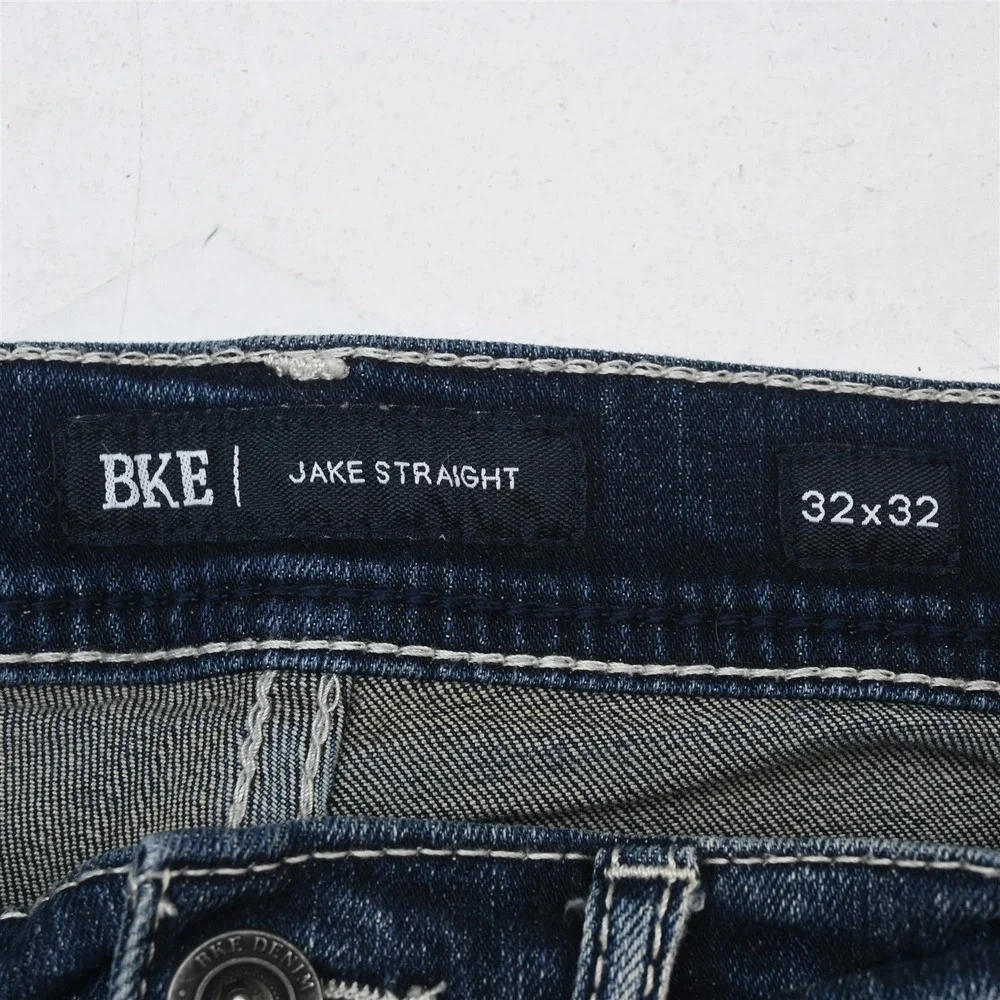 Buckle 32x32 Dark Bold Stitch Stretch Denim Jake Straight Mens Jeans